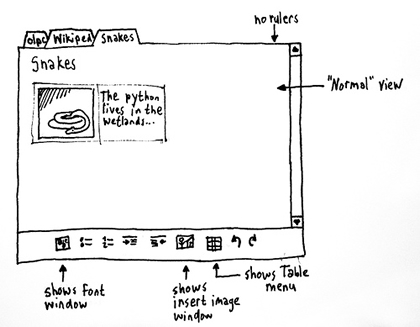 prototipado en papel de Abiword