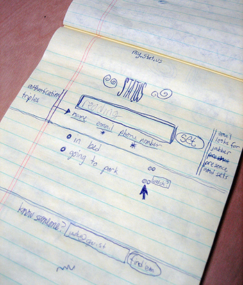 prototipado en papel de Status (Twitter)